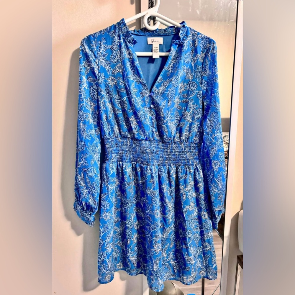 Casual Blue Floral Dress